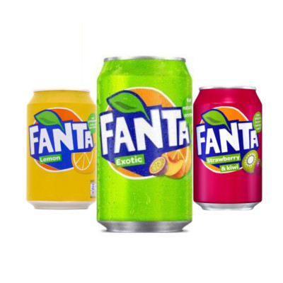 Fanta Mix (Lemon, Exotic, Strawberry/Kiwi) je 24x0,33l (72 Dosen gesamt)