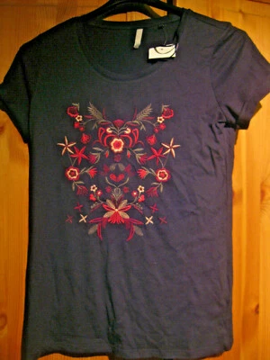 LAURA TORELLI Damen T-Shirt Gr.36 schwarz Blumenmotiv Neu - Bild 1 von 4