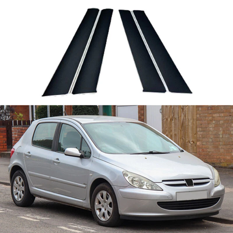 4pcs Glossy Black Pillar Posts Window Door Trims Fit For Peugeot 307 2001-2008 — 第 3/4 张图片