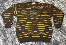 Vintage Progetto 3D Textured Geometric Sweater-Men s M-Wool Blend Coogi 90s