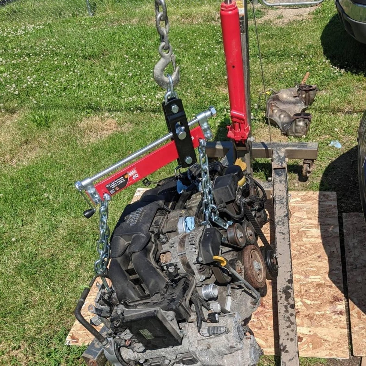 MERXENG Engine Hoist, 1 Ton Folding Cherry Picker Shop Crane Hoist Lift Heavy Duty Hydraulic Engine Crane With 4 Casters Engine Hoist Lever For Engine Lifting Loading 2200 Lbs