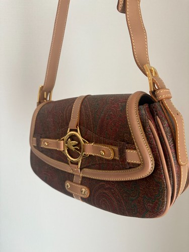ETRO Shoulder Bag Brown Paisley PVC Leather Gold Pegaso – Excellent Cond - Picture 18 of 18