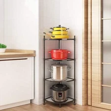 Yssoa 4 Tier Corner Display Rack Multipurpose Metal Shelving Unit, Bookcase Stor