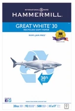 Hammermill Great White Recycled Copy Paper 92 Brightness 20lb 11 x 17 500 Sheets