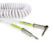 Ernie Ball 30' Coiled Straight / Angle Instrument Cable - White