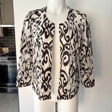 Chico  s Animal Print Sheer Burnout Open Cardigan - Size 2 Large 12 