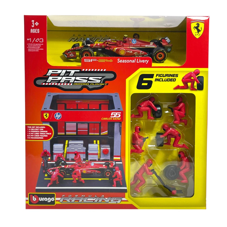 Modellino F1+Diorama Garage Pit Stop Bburago 1/43 Ferrari SF-24 Carlos Sainz ... - Immagine 2 di 3