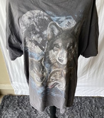 VINTAGE Wolves  Mens Size XL  T Shirt Short Sleeve Gray Wolf Pack