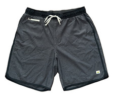 VUORI Mens Large Banks Shorts Drawstring Charcoal Gray 7" inseam Lightweight