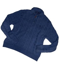 Polo Ralph Lauren Vintage 1/4 Zip Cable Knit Sweater SZ.XL /TG Old Money