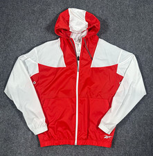 Reebok Men’s Hooded Full-Zip Windbreaker Jacket Colorblock Red/White M