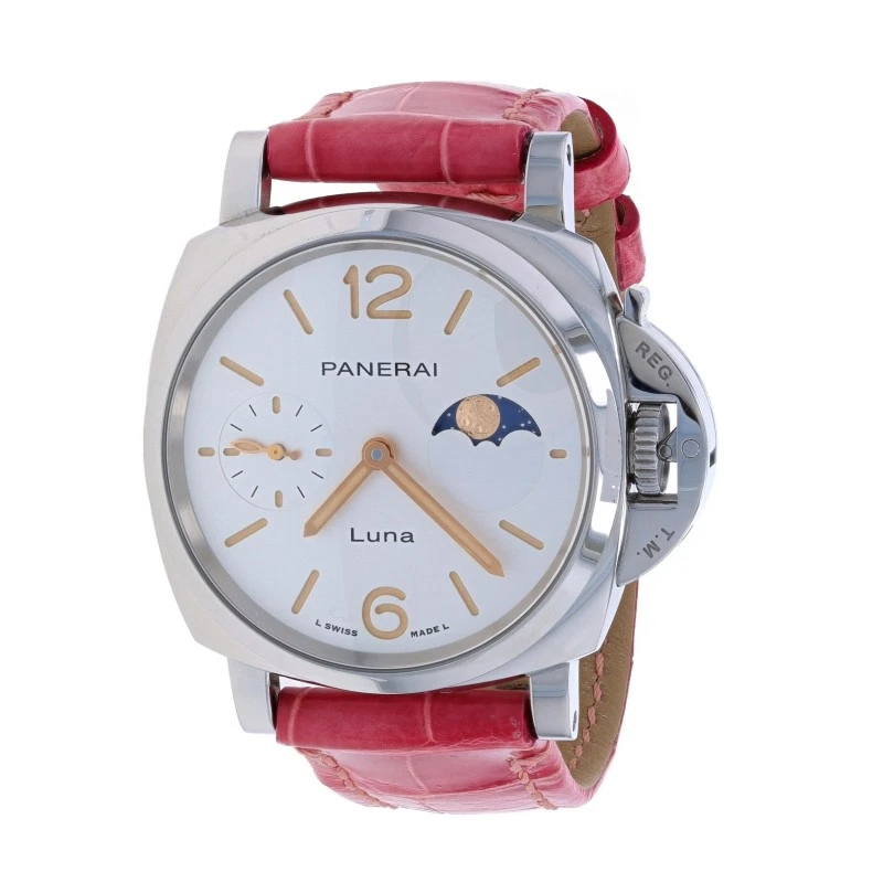 Reloj Panerai Luminor Due Luna Damas PAM01180 - Correa Rosa Automático Foto 4 de 4
