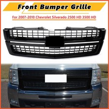 Front Bumper Grille Gloss Black For Chevy Silverado 2500 Hd 3500 Hd 2007-2010