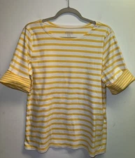 Pendleton Woolen Mills Womens Top XL Striped Short Rolled Sleeve 100% Cotton