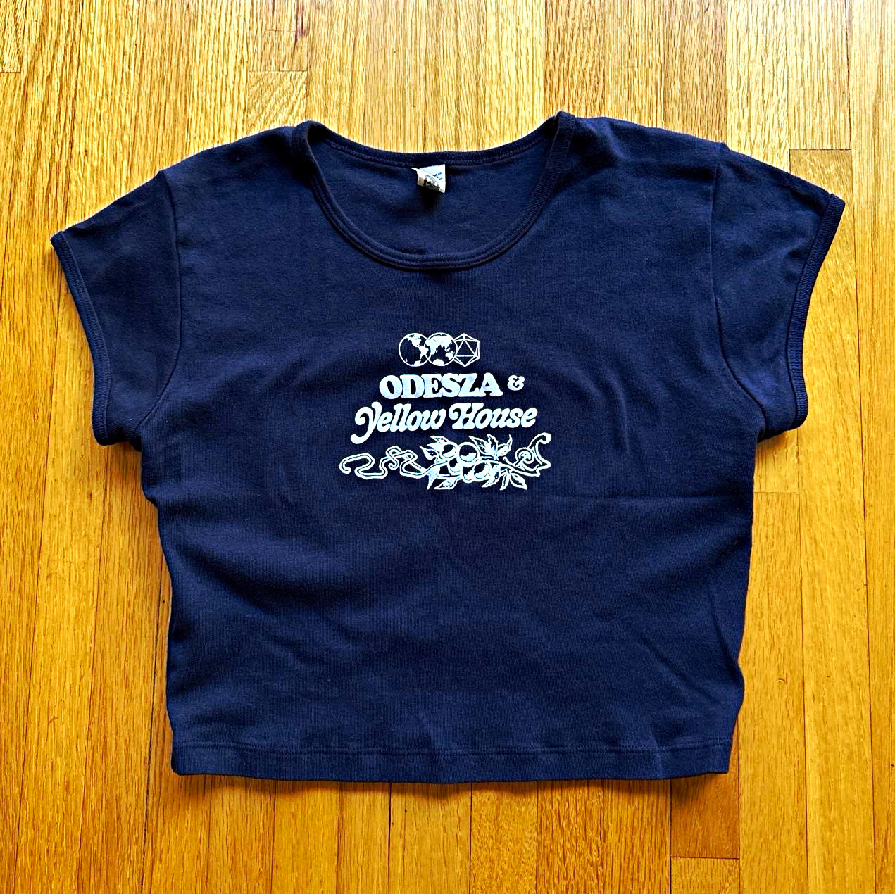 Odesza & Yellow House Flaws in Our Design - LA Apparel Navy Blue crop top