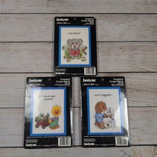 Janlynn Vintage Counted Cross Stitch Kit Lot of 3: God Bless, Love You, hugs