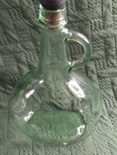 Beautiful 11" High Green Glass 1.5-liter Wine Bottle W/original stopper