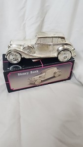 Vintage Silver Plated 1937 Rolls Royce Car Still Bank in Original Box
