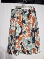 Floral Patterned Midi Skirt with Button Detail