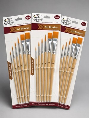 Creative Arts  6pc Artist Paint Brush Set for Watercolor, Oils & Acrylic bundle