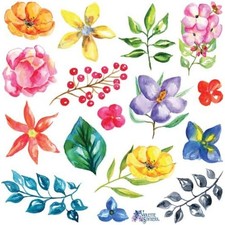 Violette Stickers - Bright Flowers - 1 Rainbow Florals Sticker Sheet - Crafts