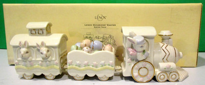 LENOX OCCASIONS EASTER TRAIN -- -- 3 piece Rabbit EGG sculpture -- -- NEW in BOX