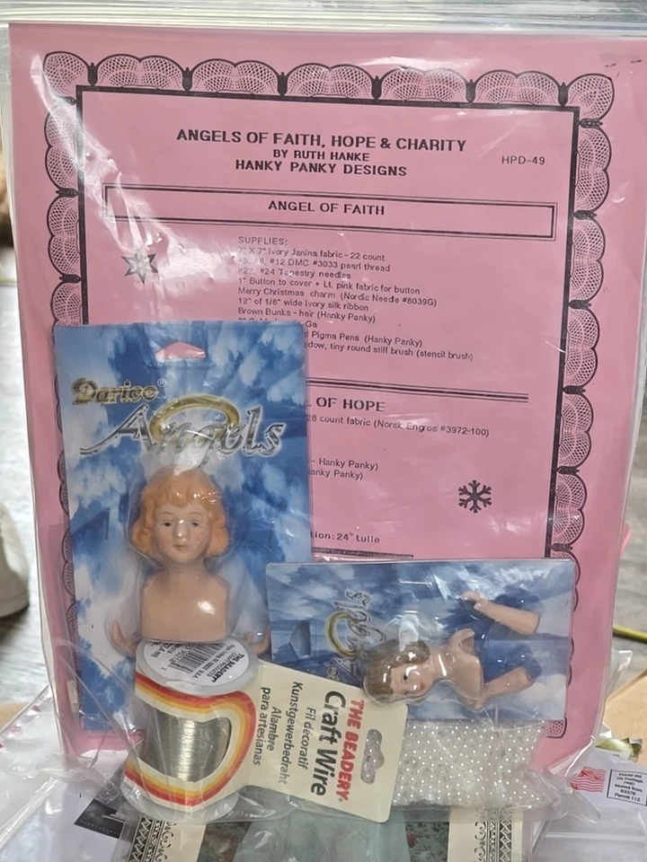 Hardanger Ángeles de Fe Esperanza y Caridad Patrón Hanky Panky Designs HPD-49 Foto 2 de 4