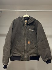Carhartt J130 Active Jacket L Faded Distressed Workwear Hoodie Optimum Logo