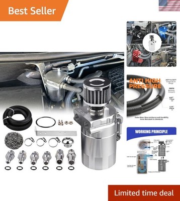 Universal 300ml Aluminum Baffled Oil Separator Catch Can Kit for Engine Health