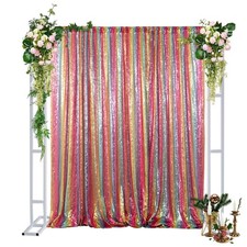 Rainbow Sequin Backdrop Curtain 4x8 Ft Photography Background Party Decor