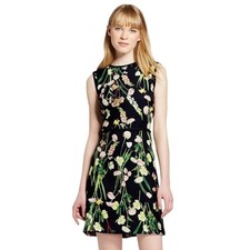 Victoria Beckham x Target Floral Sleeveless Fit and Flare Mini Dress Black sz XS