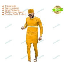 Mens Kurta Without Pajama Traditional New Fabric Soft Cotton Kurta Color Yellow