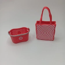 Lot Of 2 Mattel Barbie Target Accessories Tote Shopping Basket