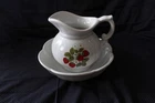 Vintage McCoy Pottery Strawberries Pitcher & Water Basin Bowl # 7528 USA