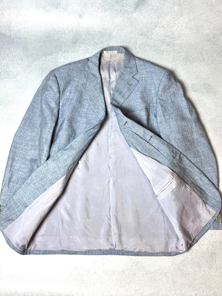 Chaqueta Blazer Pal Zileri Mezcla de Lino Azul Para Hombre Talla L, 52 Foto 2 de 4