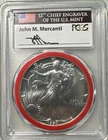 1990 American Silver Eagle PCGS MS70 Mint Engraver Series John Mercanti Signed