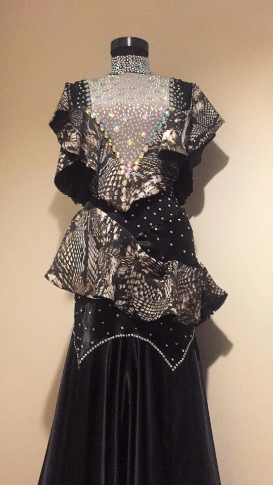 Vestido de Baile Hecho a Mano/Estándar Salón Competición Suave Vals Tango Disfraz Foto 2 de 3