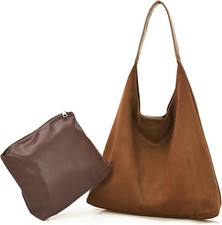 Women Suede Shoulder Bag Large Capacity Commuter Travel Bag Retro Tote Bag