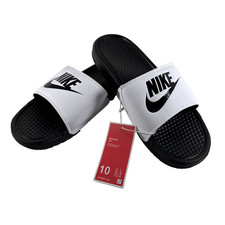 NEW Nike Benassi JDI White/Black Men's Slides Sandals - Size 10