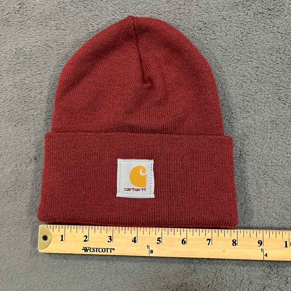 Carhartt WIP Acrílico Reloj Gorro Granate Acanalado Tejido Puños Plegable Sombrero Talla Única Foto 4 de 4