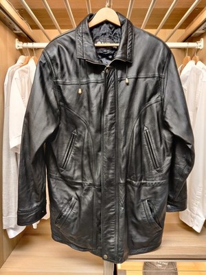 ALJI PIEL MANTEL Große XL SCHWARZ WEICHES GESCHMEIDIGES LEDER HERREN REISSVERSCHLUSS JACKE VINTAGE 90er