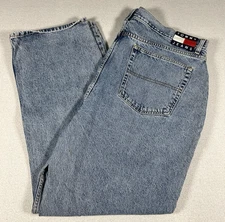Mens VTG Tommy Jeans Hilfiger Baggy Blue Jeans 44x32 Medium Wash Grunge