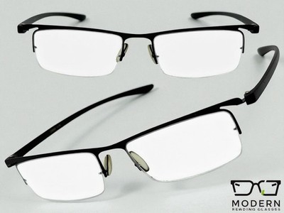 Classy Contemporary Modern READING EYE GLASSES READERS For Men Black Frame +1.50