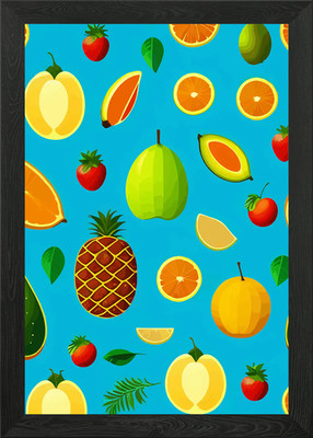 Tropische Früchte Muster Gerahmtes Wandbild Poster Leinwanddruck Bild