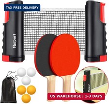 FBSPORT Ping Pong Paddle Set Retractable Net Rackets Balls Portable Table Tennis
