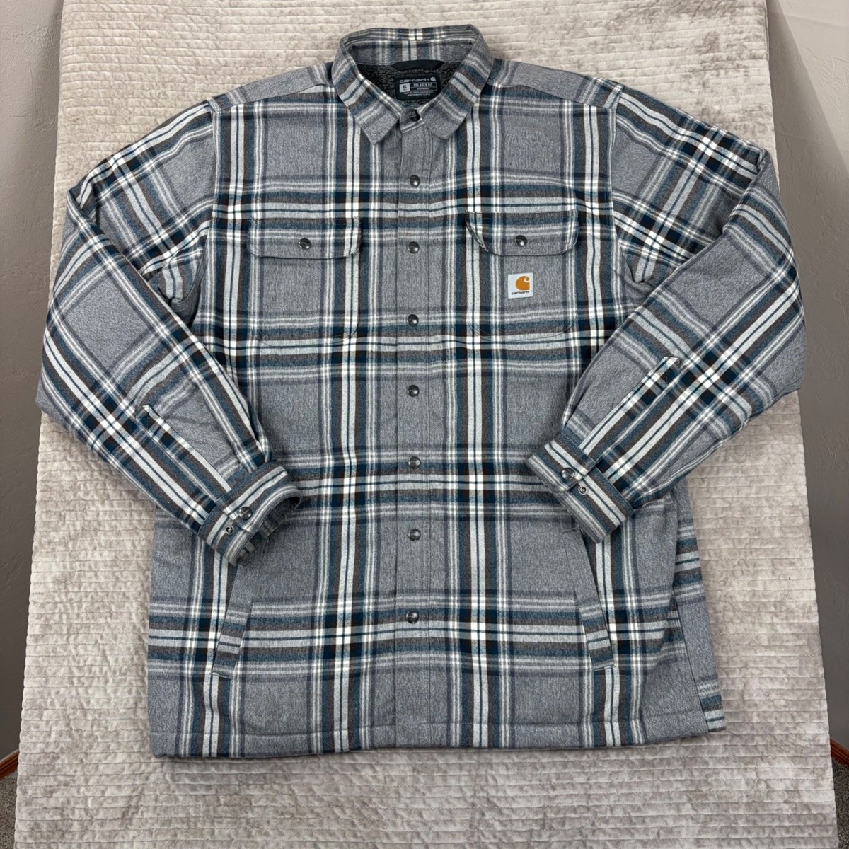 Carhartt Mens XL Tall Relaxed Fit Sherpa Lined Flannel Shirt
