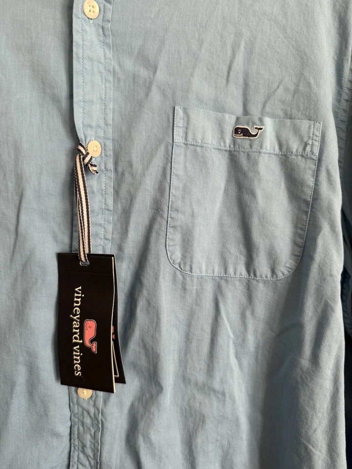 NWT Vineyard Vines Slim Fit Tucker Shirt Men’s L Blue Ribbed Long Sleeve - Image 3 of 4
