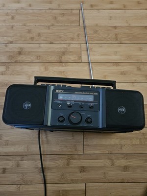 GPX Dual CS 505-4 Black Boombox AM/FM Radio Dual Cassette High Speed Dubbing