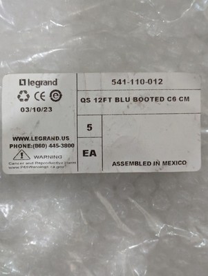 Legrand 541-110-012 Quick Set 12ft Blue Booted Cat6 Cable Pack of 5 OEM Network