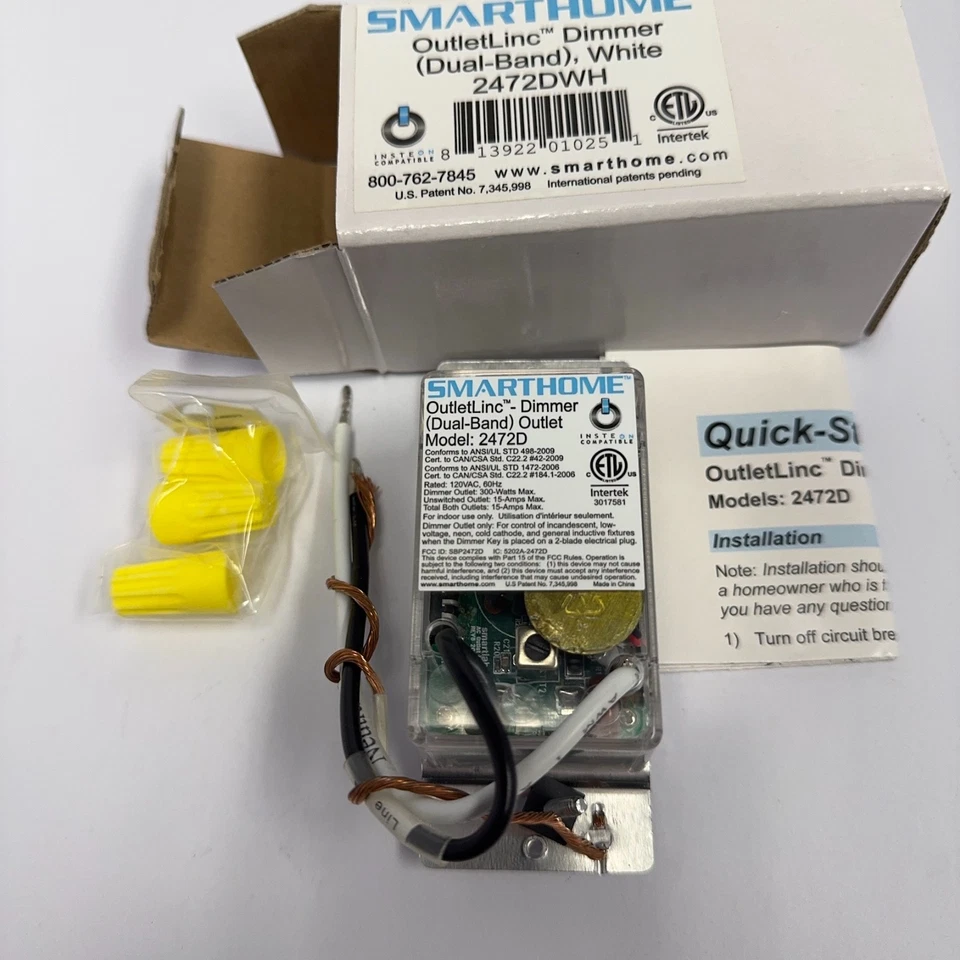 Smarthome Insteon OutletLinc Dimmer 2472DWH Dual-Band White New in Box - Image 3 of 3
